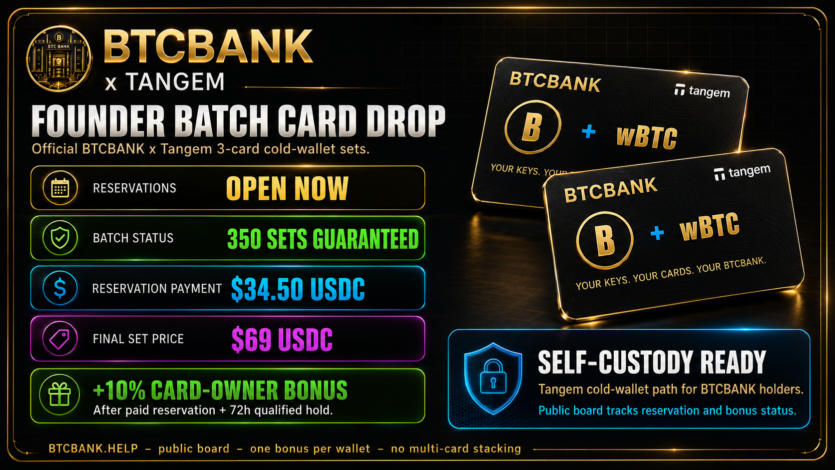BTCBANK x Tangem official hardware wallet card drop